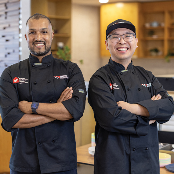 MinRes Chefs Tommy and Zi in the kitchen of Ronald McDonald House at QEII
